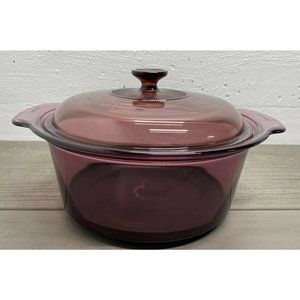 Vision Corning Ware Cookware 5 L Dutch Oven Stock Pot w/Pyrex Lid USA Cranberry